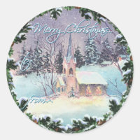 GOD JUL CHURCH & WREATH by SHARON SHARPE