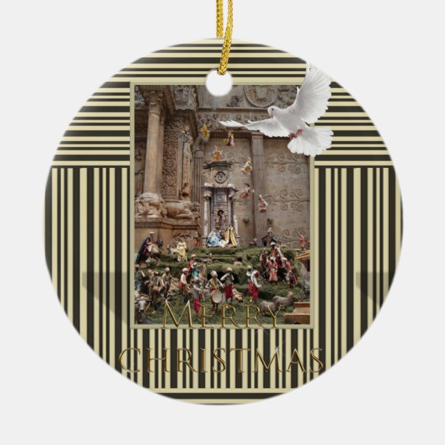 God jul Circle Ornament, Jesus Nativitet Julgransprydnad Keramik (Framsidan)
