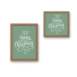 God jul citerad vit och grönt poster