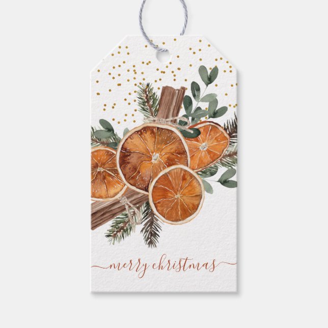 God jul Citrus Gräs Helgdag Presentetikett (Framsidan)