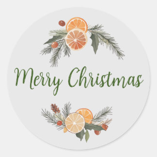 God jul Citrusfrukter Round Stickers Runt Klistermärke