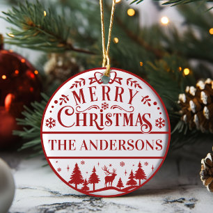 God jul Classic Anpassningsbar Family Keepsaké Julgransprydnad Keramik