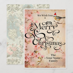 God jul Classic Chic Flowers Typography Julkort