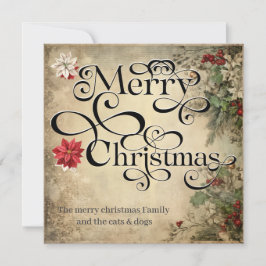 God jul Classic Chic Flowers Typography Julkort