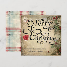 God jul Classic Chic Flowers Typography Julkort