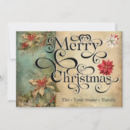God jul Classic Chic Flowers Typography Julkort