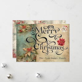 God jul Classic Chic Flowers Typography Julkort