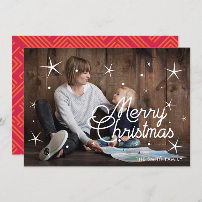 God jul Classic Family Photo Julkort (Fram/baksida)