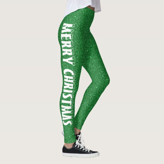 God jul Classic Grönt Glitter Leggings (Höger)