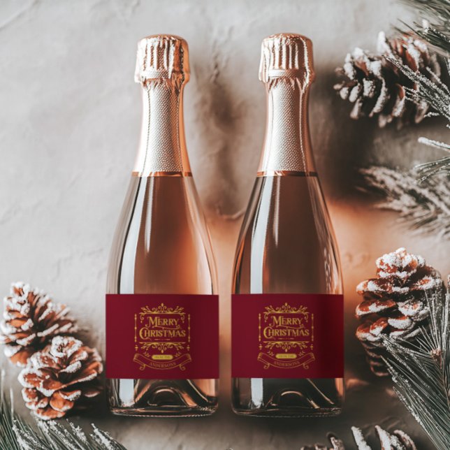 God jul Classic Red (Merry Christmas Classic Red Sparkling Wine Label)
