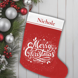 God jul Classic Red and White Personlig Stor Julstrumpa