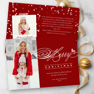God jul Classic Script Photo Elegant Chic Julkort