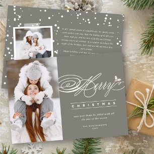 God jul Classic Script Photo Elegant Chic Julkort