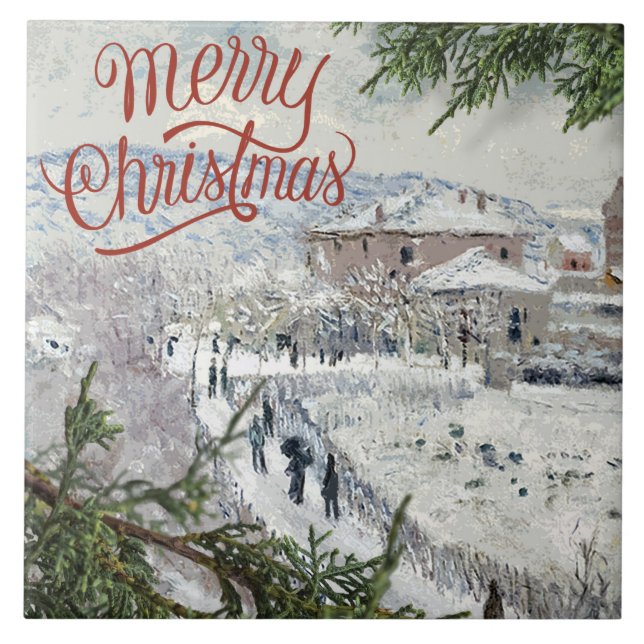 God jul. Claude Monet Ceramic Tile Kakelplatta (Framsidan)