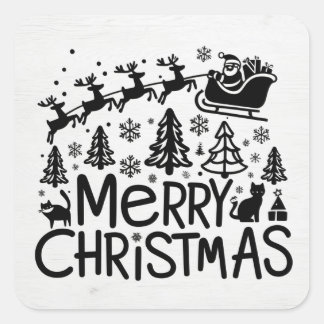 God jul Clipart Fyrkantigt Klistermärke