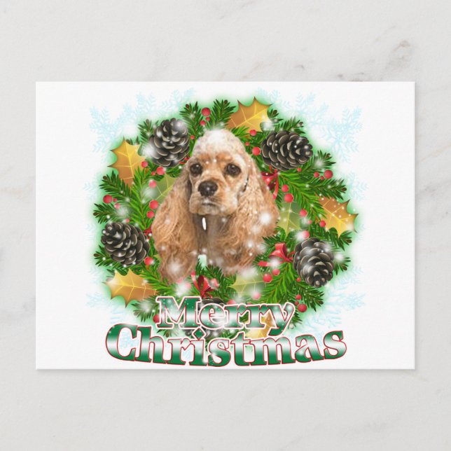 God jul Cocker Spanska Helg Vykort (Framsida)