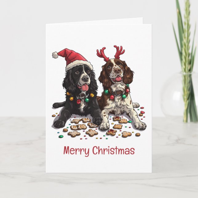 God jul Cocker Spanska Hundar Helgkort (Framsida)