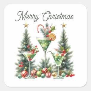 God jul cocktails Helgdag Fyrkantigt Klistermärke
