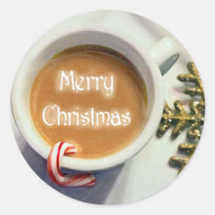 God jul Coffee Latte Stickers Runt Klistermärke
