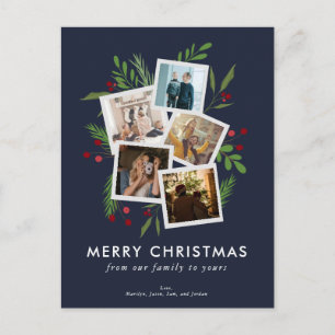 God jul Collage Anpassningsbar Modern Holly Helg Vykort
