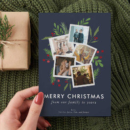 God jul Collage Anpassningsbar Modern Holly Julkort