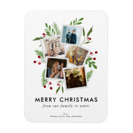 God jul Collage Anpassningsbar Modern Holly Magnet