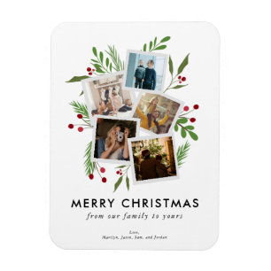God jul Collage Anpassningsbar Modern Holly Magnet