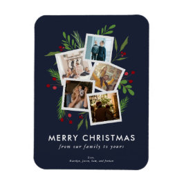 God jul Collage Anpassningsbar Modern Holly Magnet
