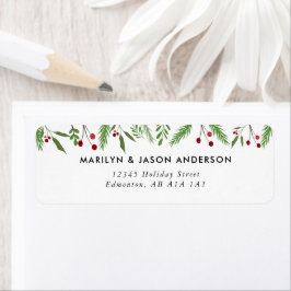 God jul Collage Anpassningsbar Modern Holly Returadress Etikett