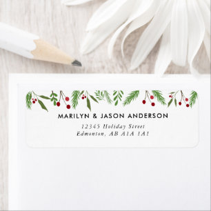 God jul Collage Anpassningsbar Modern Holly Returadress Etikett