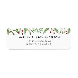 God jul Collage Anpassningsbar Modern Holly Returadress Etikett