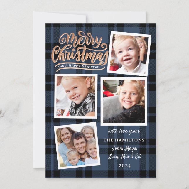 God jul Collage Blue Play Photo Card Inbjudningar (Framsida)