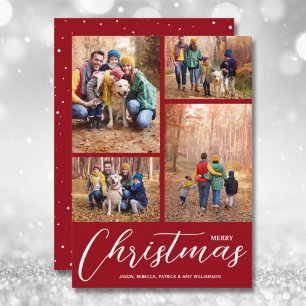 God jul Collage Multi-Photo Cranberry Julkort