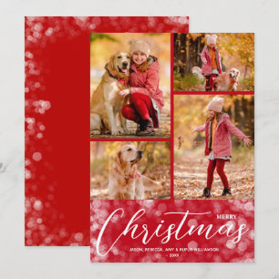 God jul Collage Multi-Photo Red Julkort
