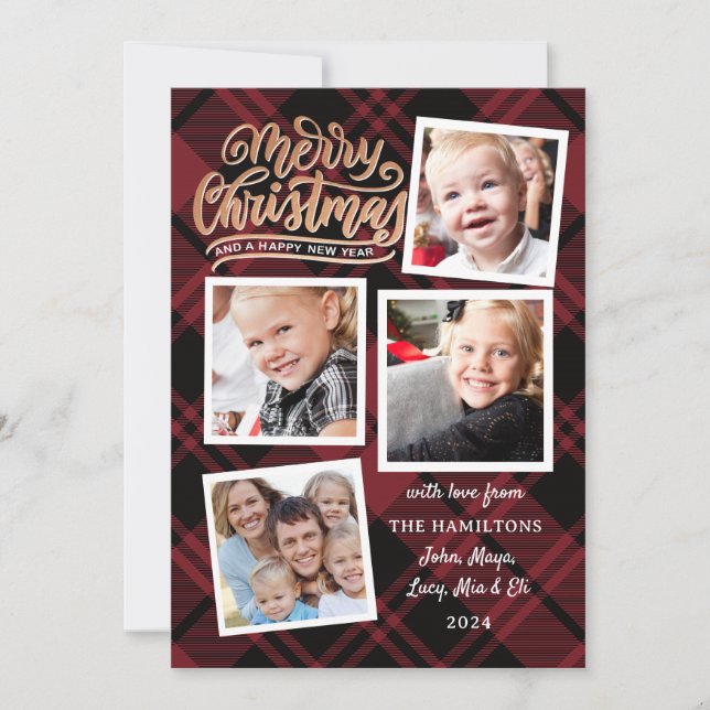 God jul Collage Red Pput Photo Card Inbjudningar (Framsida)