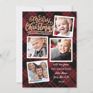 God jul Collage Red Pput Photo Card Inbjudningar