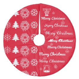 God jul Collage White på Red Julgransmatta Fleece