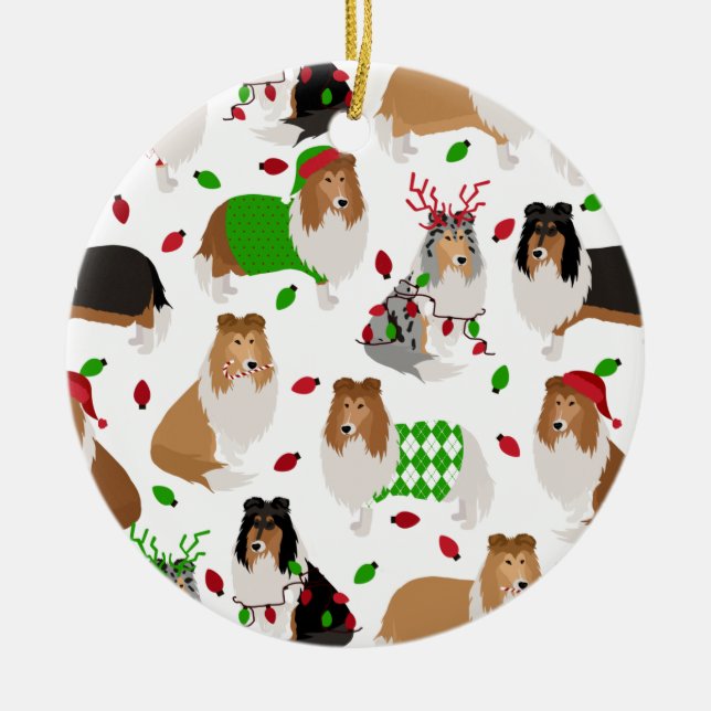 God jul Collie Ceramic Ornament (Framsidan)