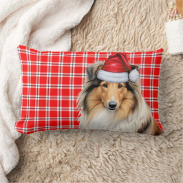 God jul, Collie Hund Red Helgdag Play Lumbarkudde