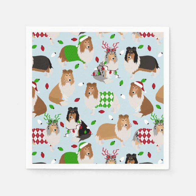 God jul Collie Napkins Pappersservett (Framsidan)