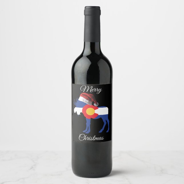 God jul Colorado Moose Vinflaska Etikett (Framsida)