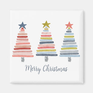 God jul Colorful Stacks Träd Magnet