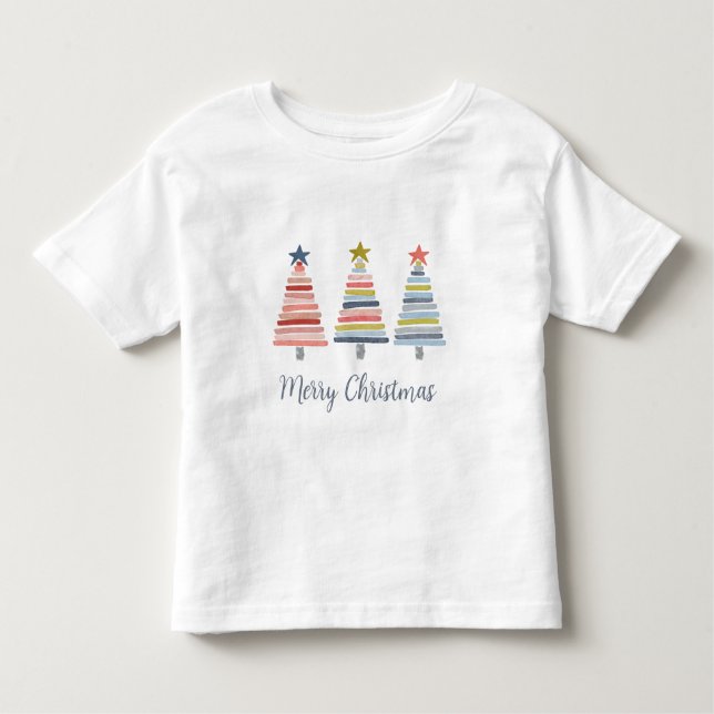God jul Colorful Stacks Träd T-Shirt (Framsida)