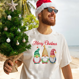 God jul Colorful Watercolor Garden Gnomes T Shirt