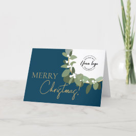 God jul Company Logotyp Guld Grönt Blue Helgkort
