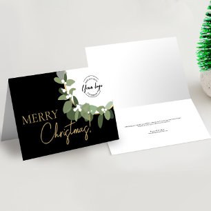 God jul Company Logotyp Guld svart Anpassningsbar Helgkort