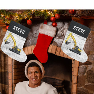 God jul Construction Excavator Namn Manar Stor Julstrumpa