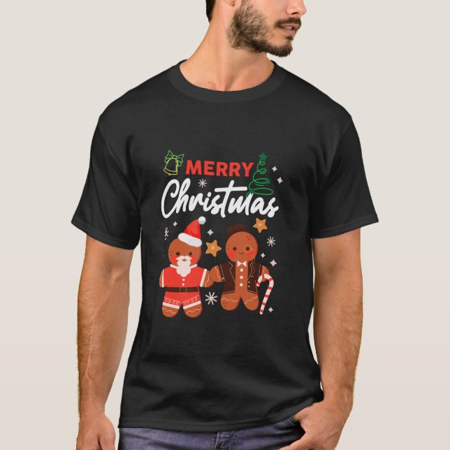 God jul Cookie Gingerbröd Team Julafton Famil T Shirt (Framsida)