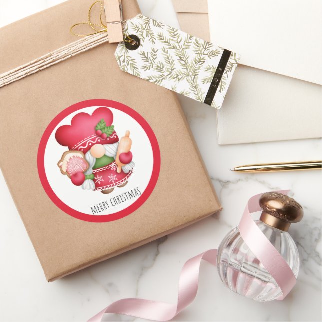 God jul Cookie Gnome Runt Klistermärke (Gåvor)