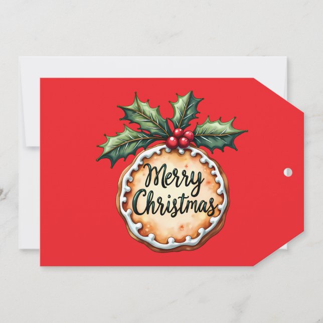 God jul Cookie med Holly Berries Kort (Framsida)